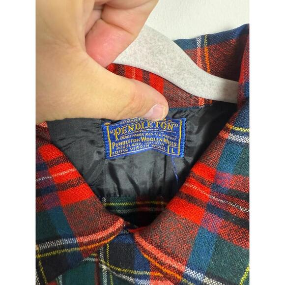 Vintage Pendleton Board Shirt Large Plaid 1960s Wool Loop Collar Flannel USA - Picture 2 of 5
